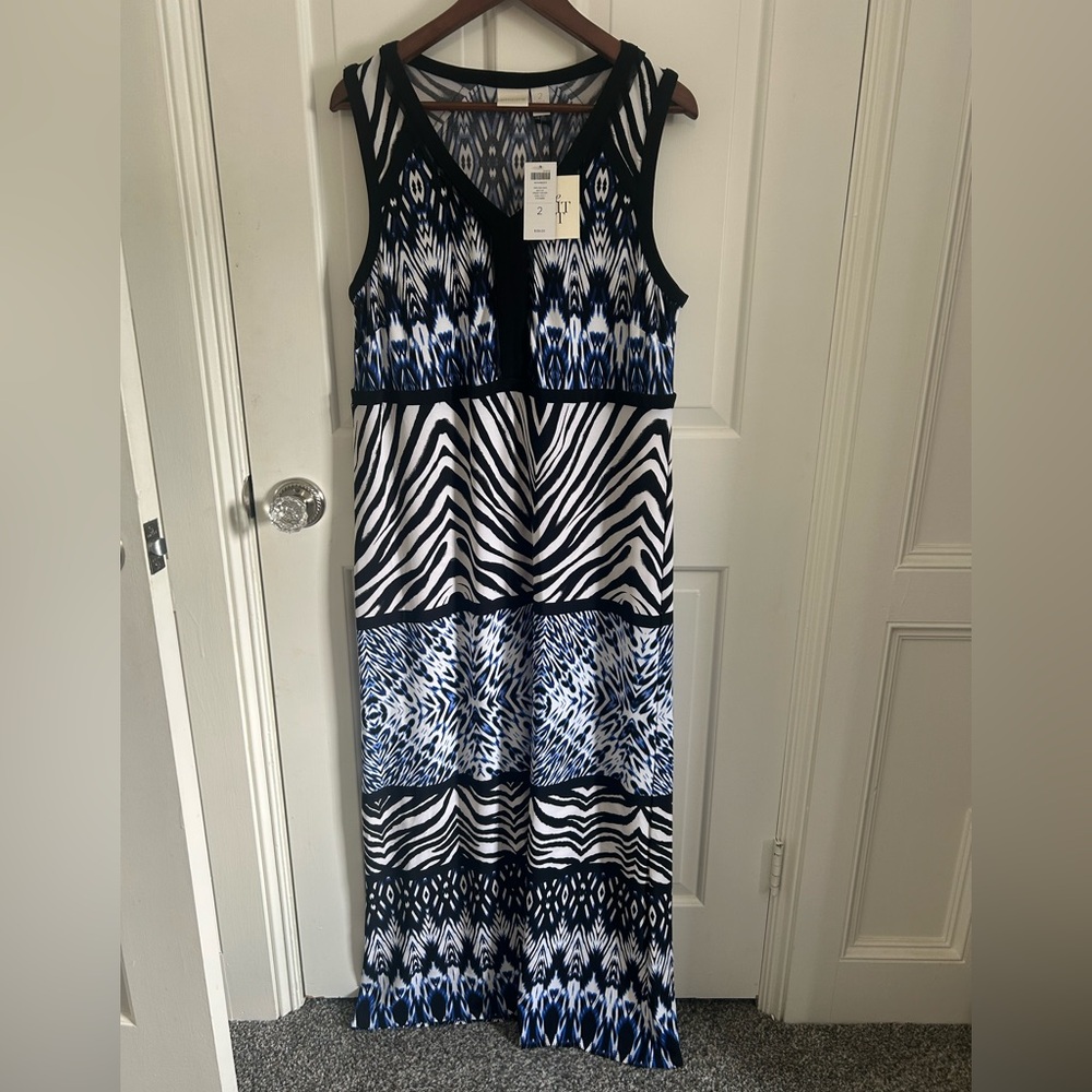 Chico's Black and Blue Patterned Maxi Dress